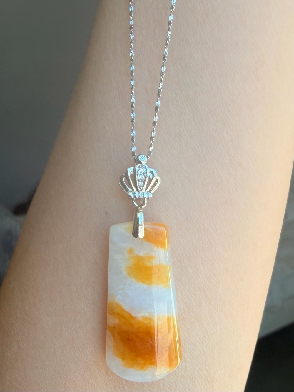 Grade A Natural Burmese Yellow Jadeite "Peace Accord" Wushi Pendant